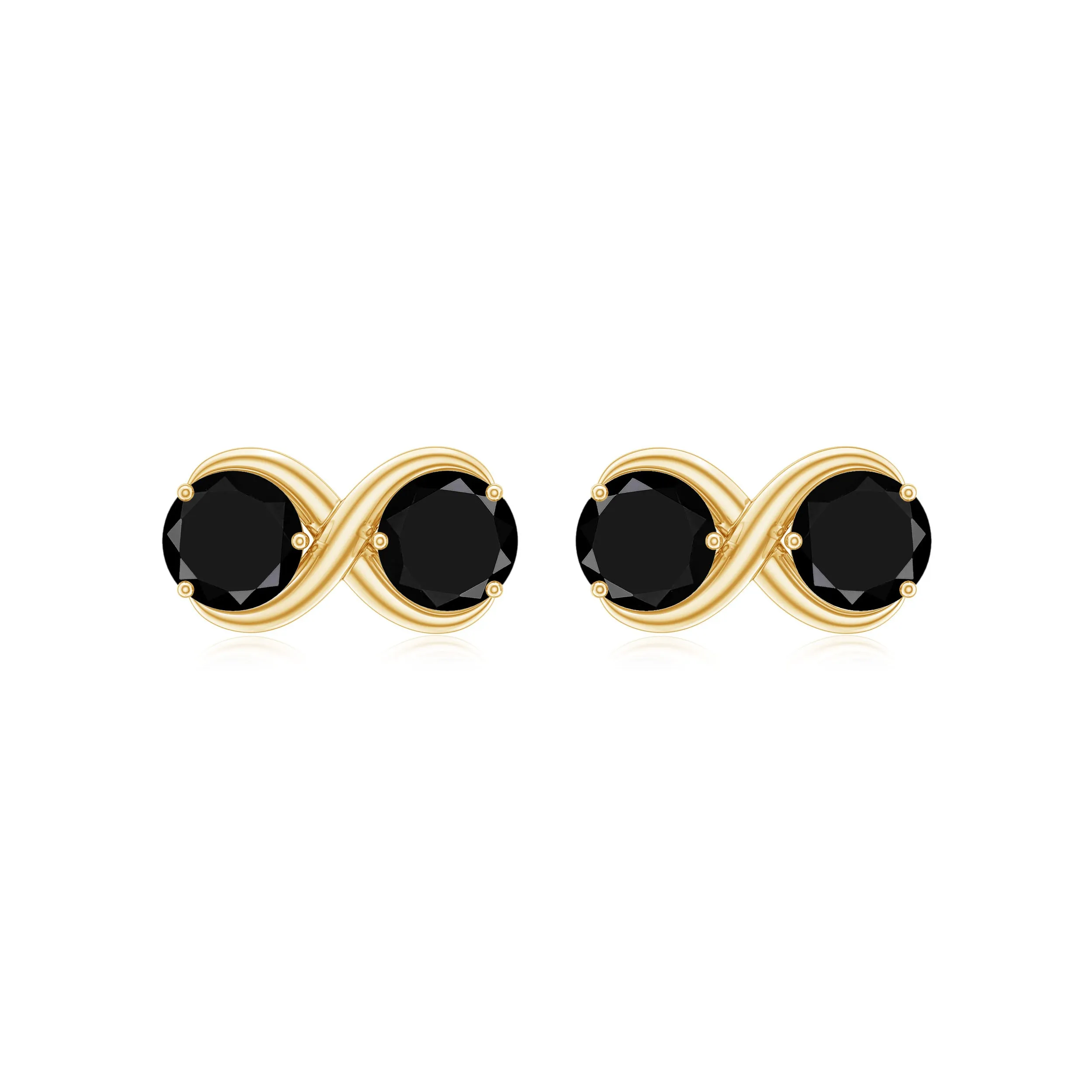 1 CT Simple Black Onyx Two Stone Infinity Stud Earrings