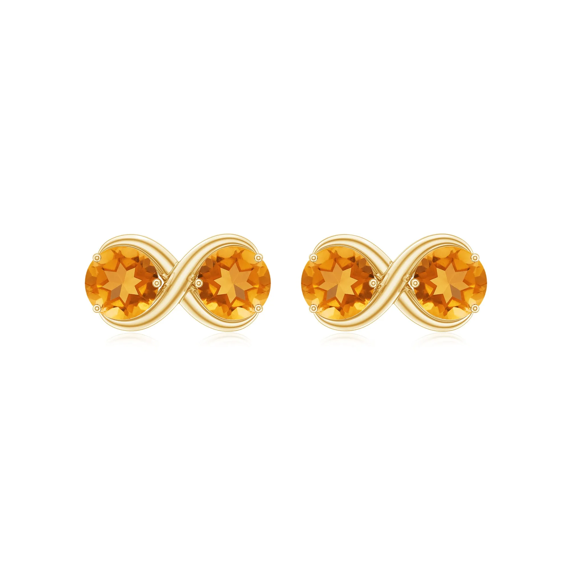 1 CT Simple Citrine Two Stone Infinity Stud Earrings