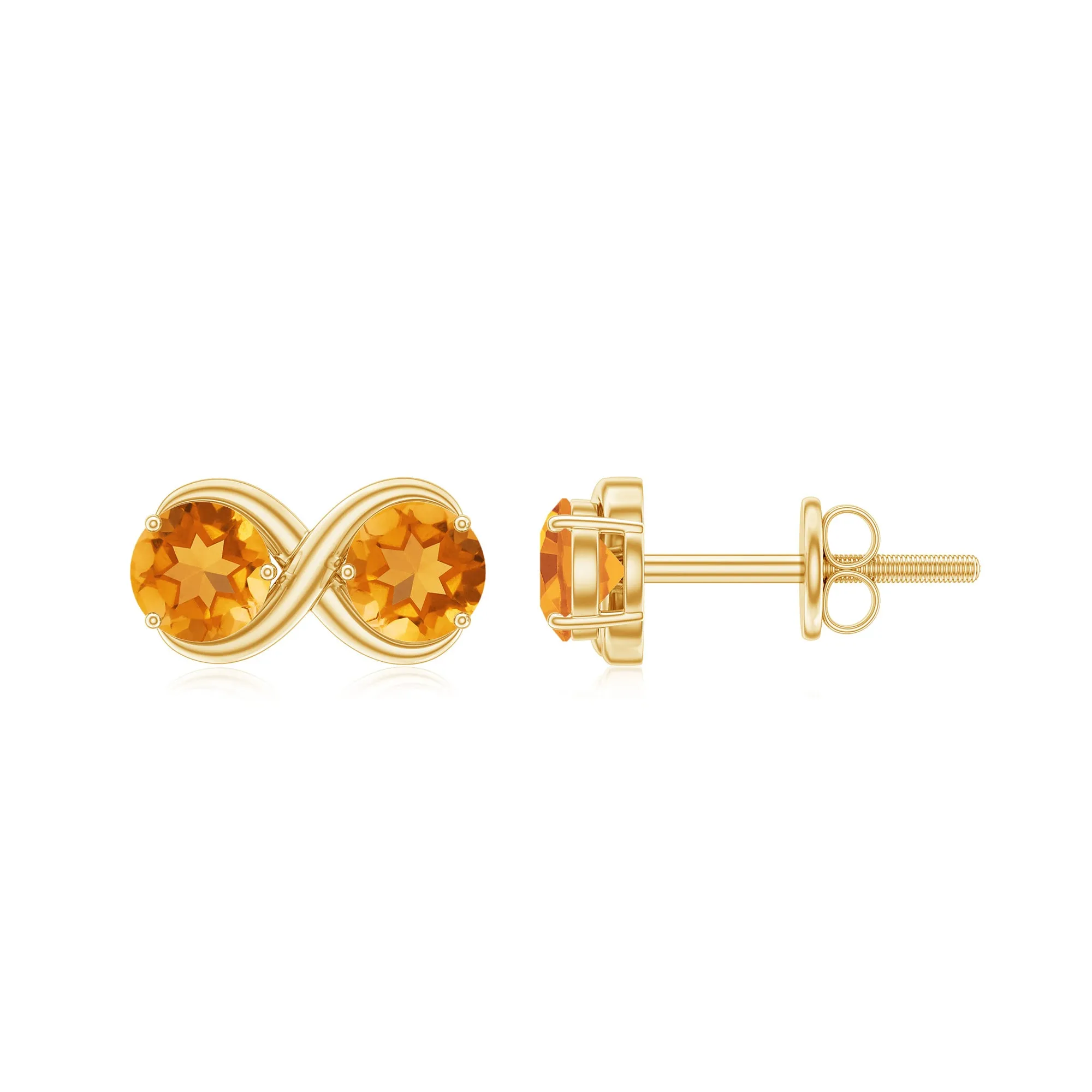 1 CT Simple Citrine Two Stone Infinity Stud Earrings