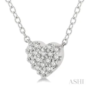 1/10 Ctw Heart Charm Round Cut Diamond Petite Fashion Pendant With Chain in 14K White Gold