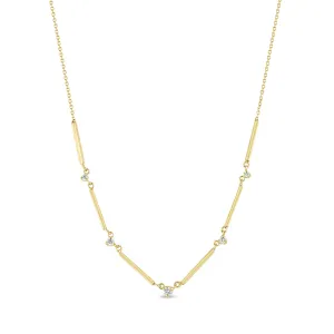 14k 6 Linked Bar & Graduated Diamond Station Necklace