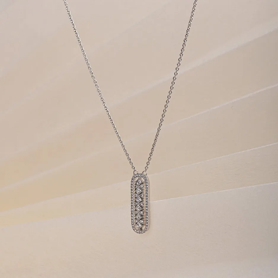 14K Diamond Bar Necklace