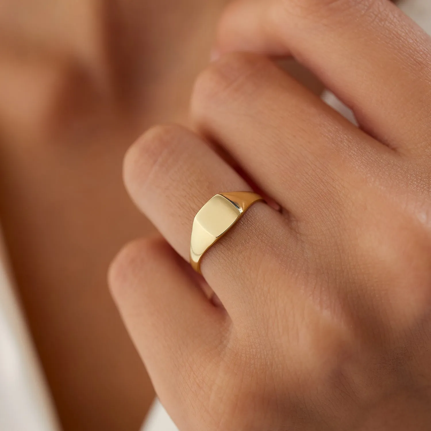 14k Gold Square Signet Ring