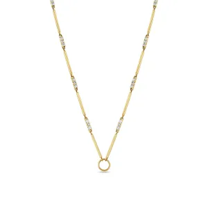 14k Mixed Gold & Diamond Bar Circle Necklace