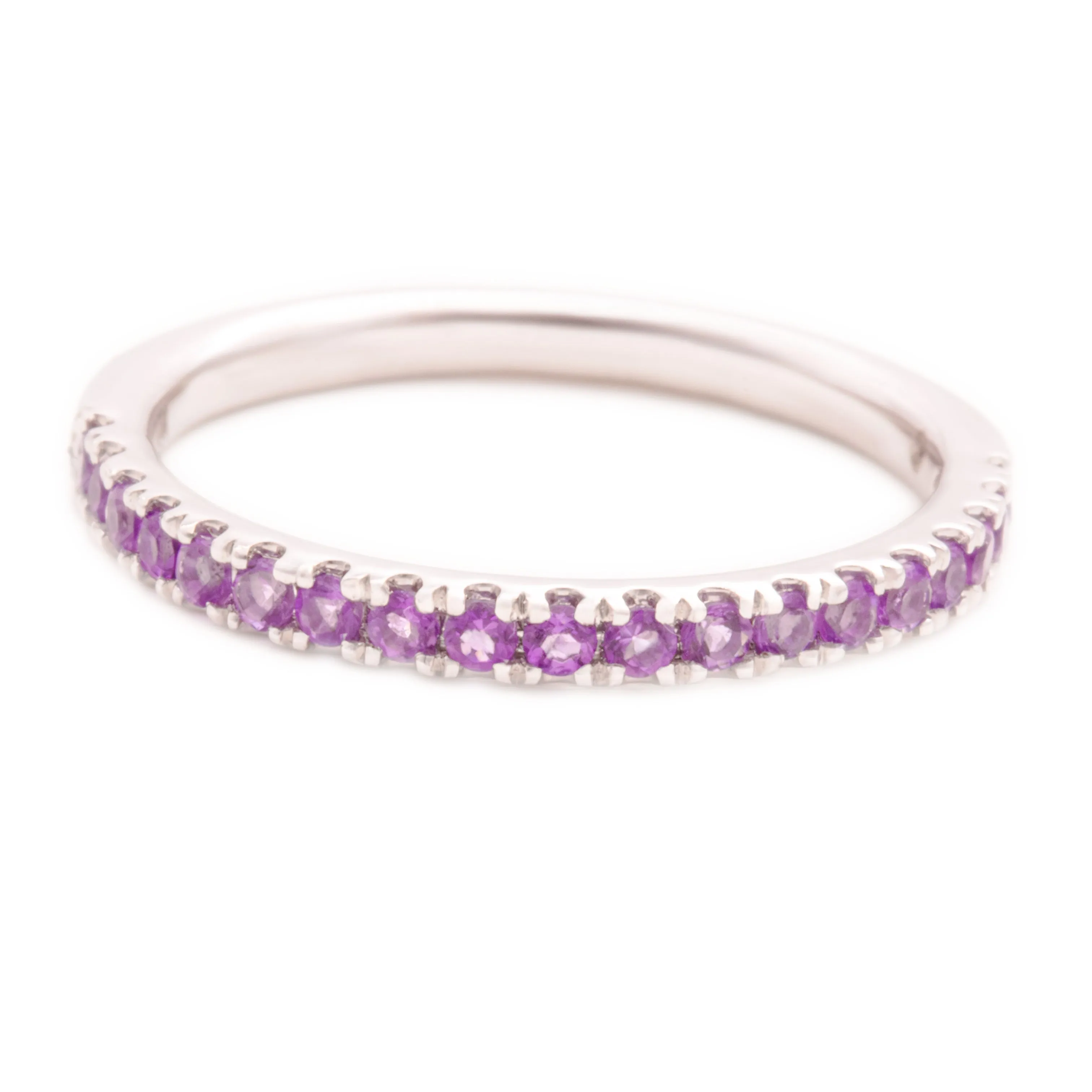 14k White Gold Amethyst Band