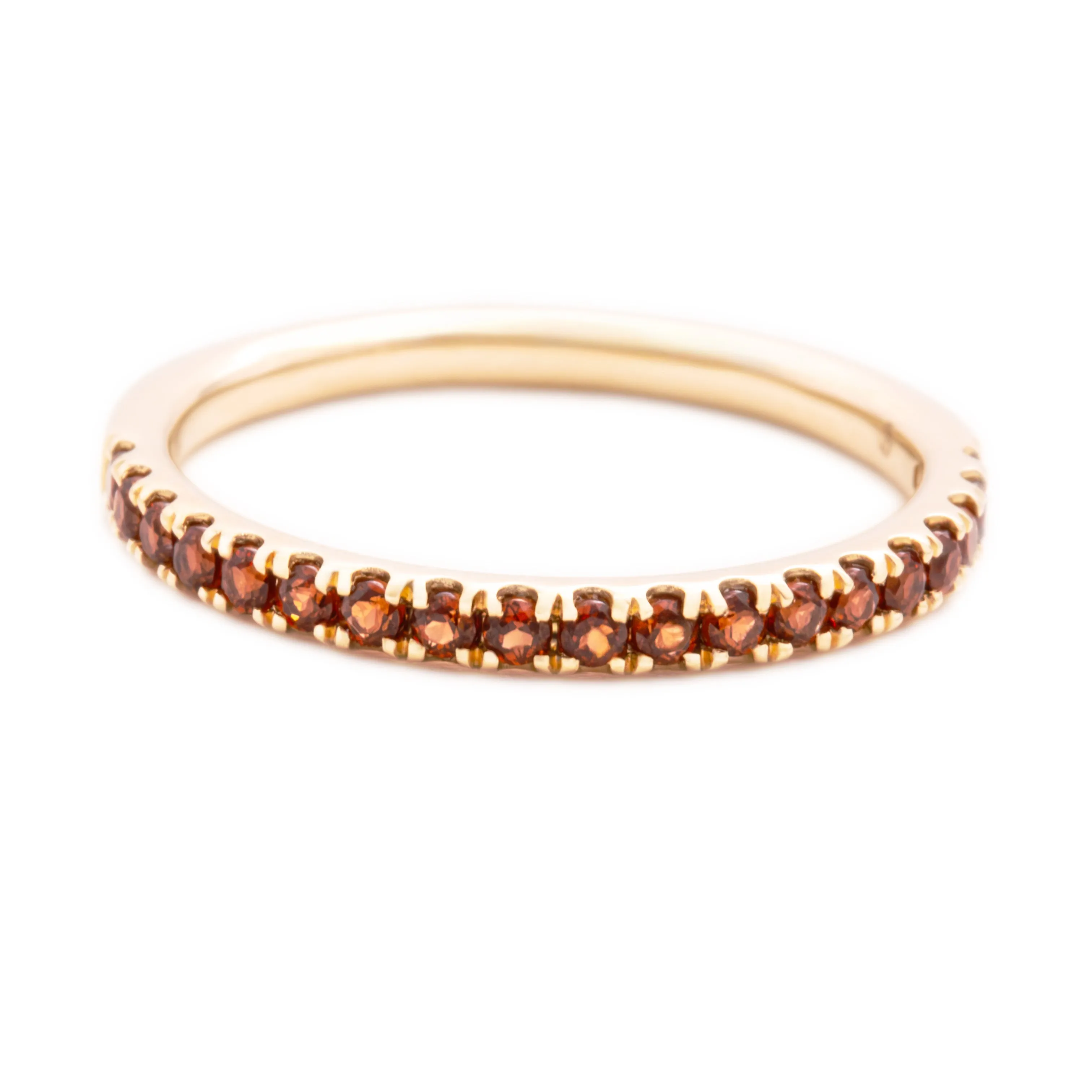 14k Yellow Gold Garnet Band