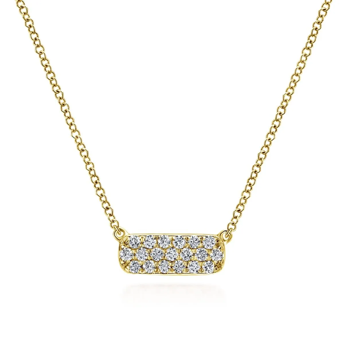 14K Yellow Gold Rectangular Diamond Pendant Necklace - NK4943Y45JJ