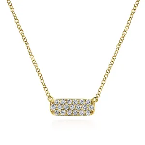 14K Yellow Gold Rectangular Diamond Pendant Necklace - NK4943Y45JJ