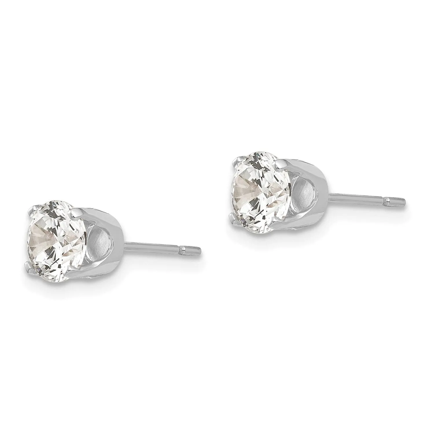 14KT White Gold 5.8MM Round Cubic Zirconia 7MM Stud Earrings