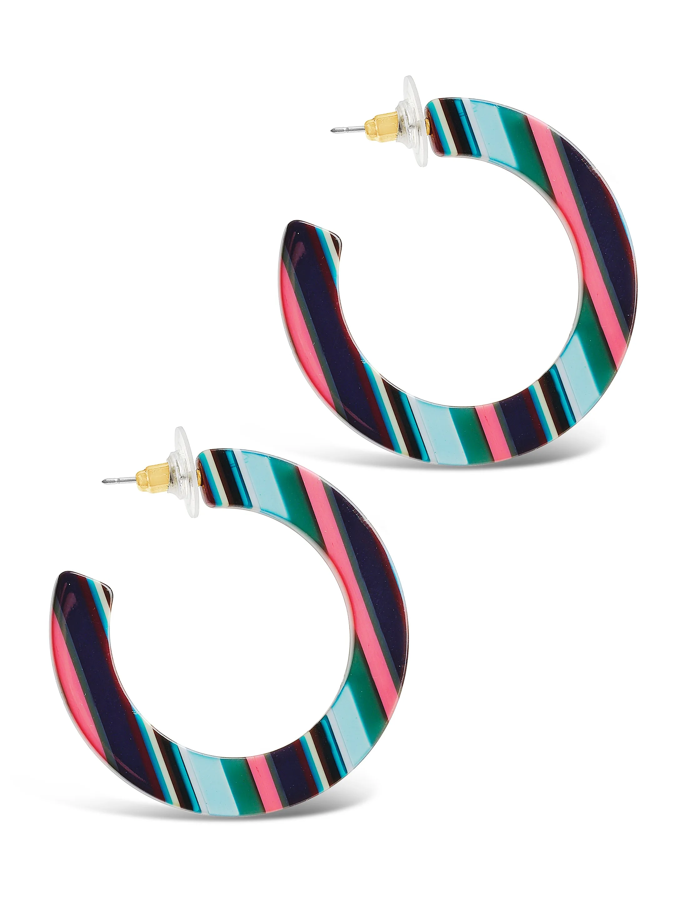 1.75" Resin Flat Hoops [Candy Stripe]