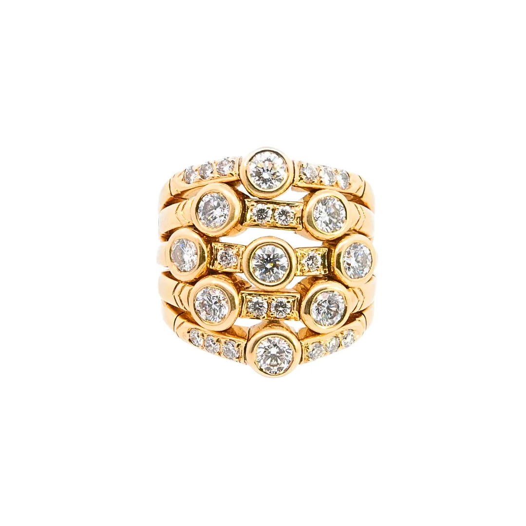 18K Yellow Gold 3.00ct. Diamond Stacked Bezel Fashion Ring