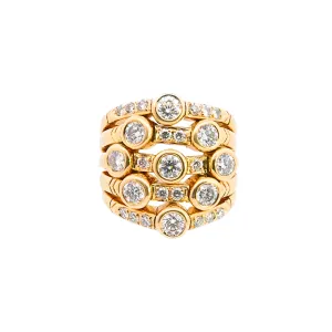 18K Yellow Gold 3.00ct. Diamond Stacked Bezel Fashion Ring