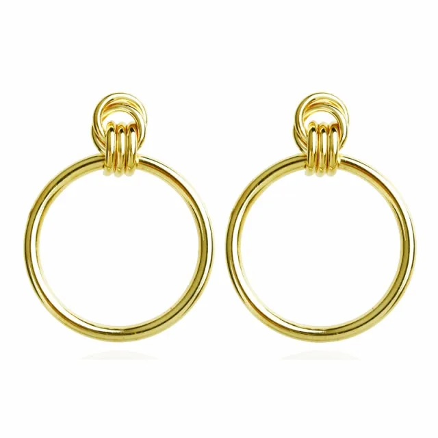 2021 New Big Earrings For Women Girls Gold Vintage Geometric Statement Metal Art Drop Earrings Charm Hoop Round Dangle Modern