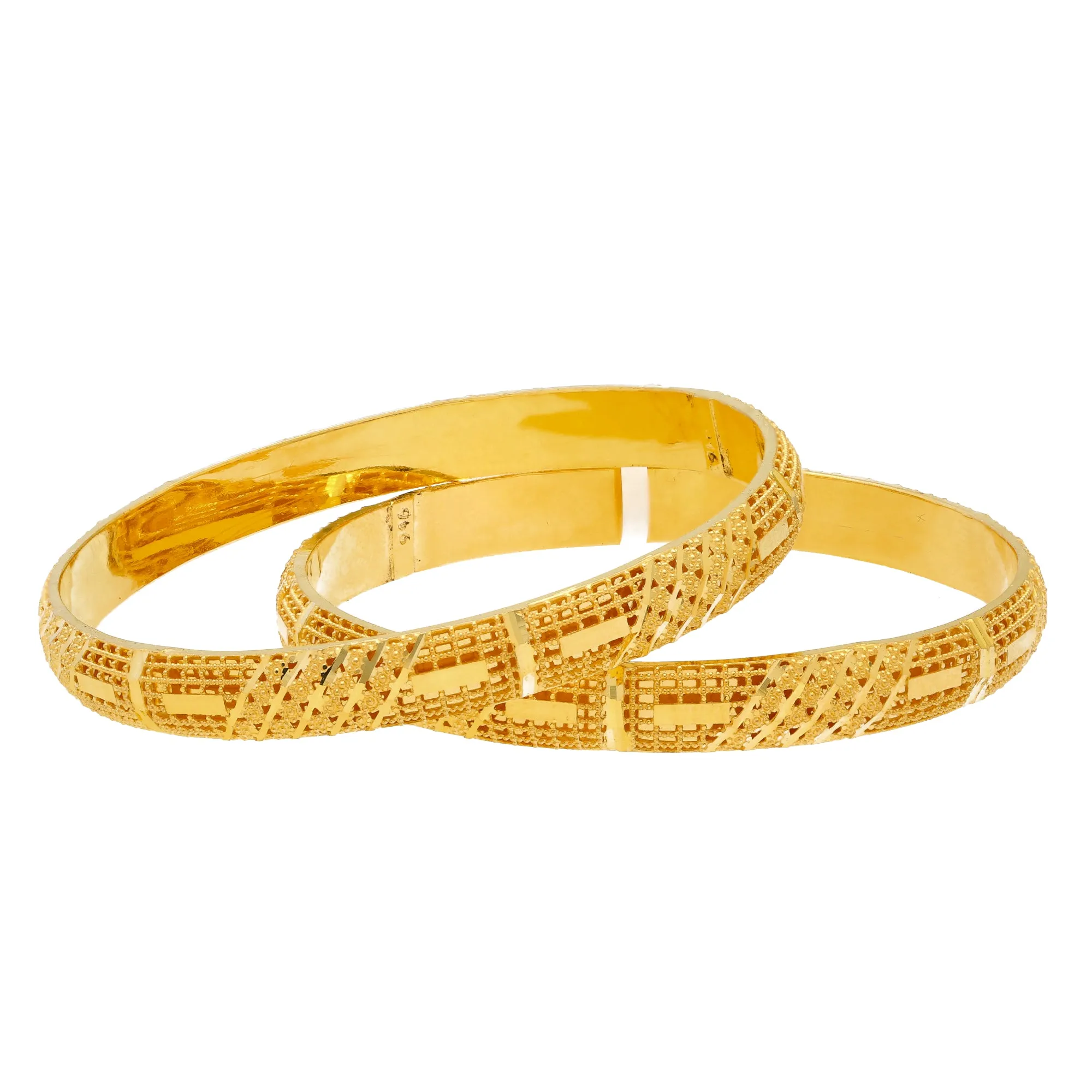 22K Yellow Gold Bangle Set of 6 (96.6gm)