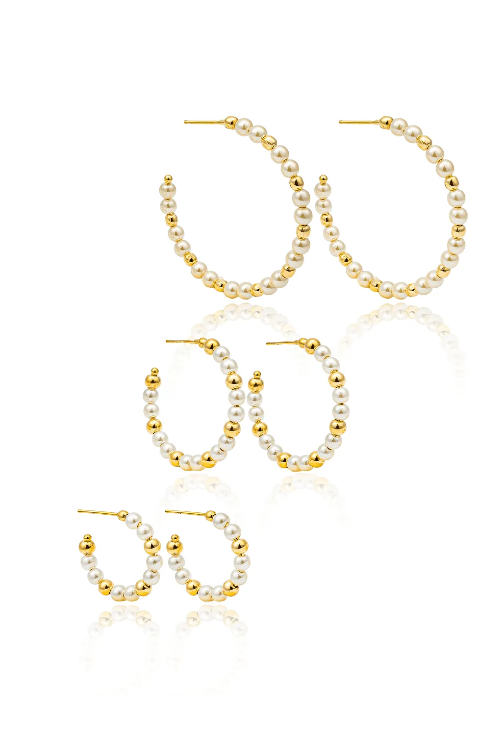 4mm Pearl and Bead Accent Open Hoops (K67/K68/K91A)