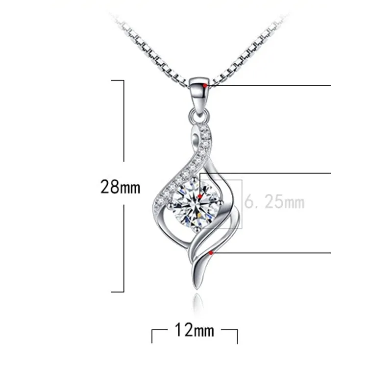 925 sterling silver ladies fashion jewelry purple crystal zircon pendant necklace