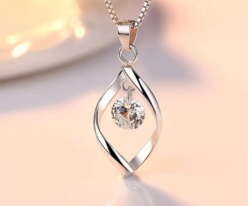 925 sterling silver women's fashion new jewelry crystal zircon retro simple pendant necklace