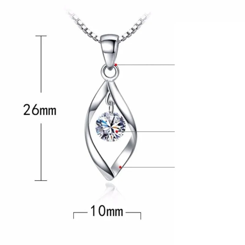 925 sterling silver women's fashion new jewelry crystal zircon retro simple pendant necklace