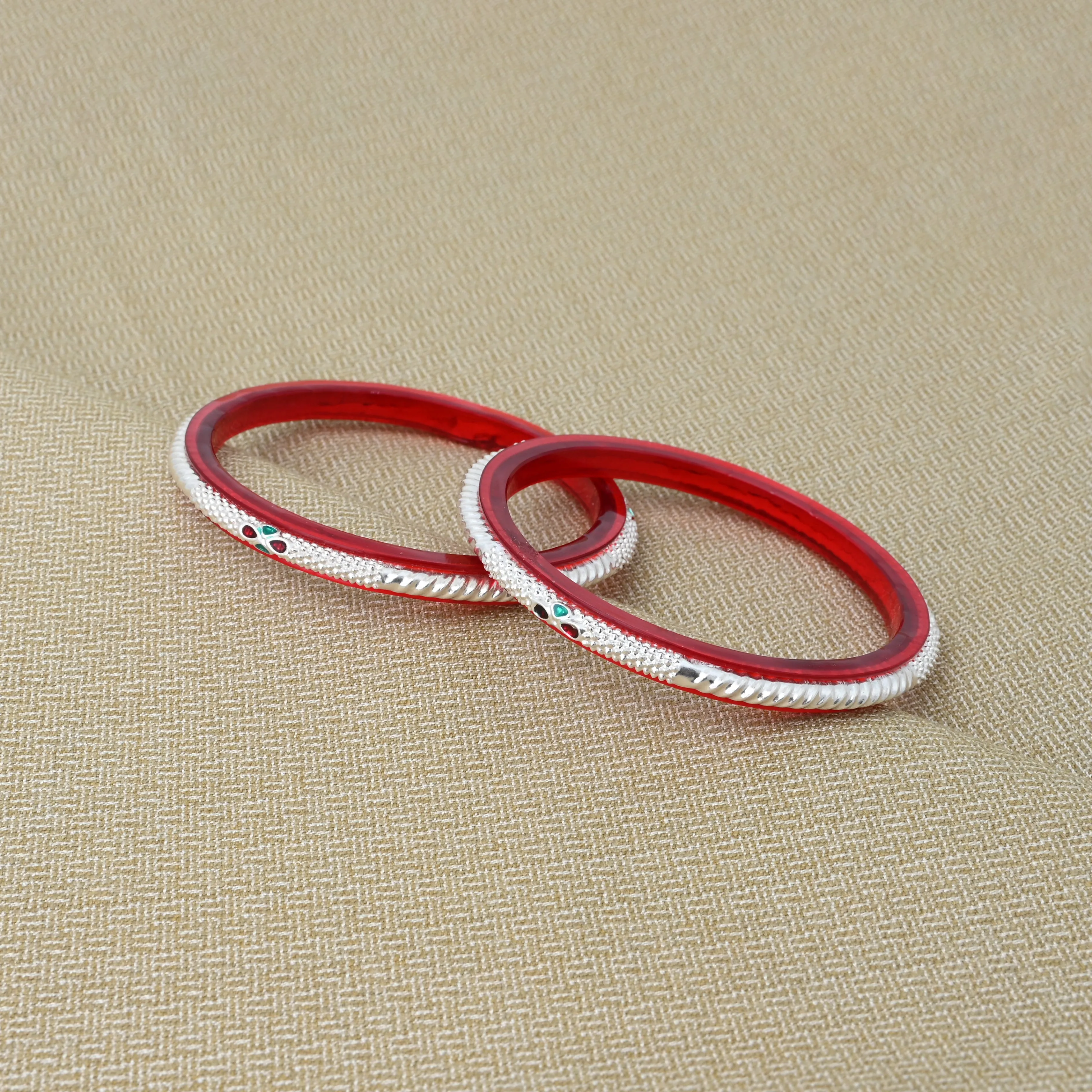 Beautifully Crafted Silver Bangle Set For Women's