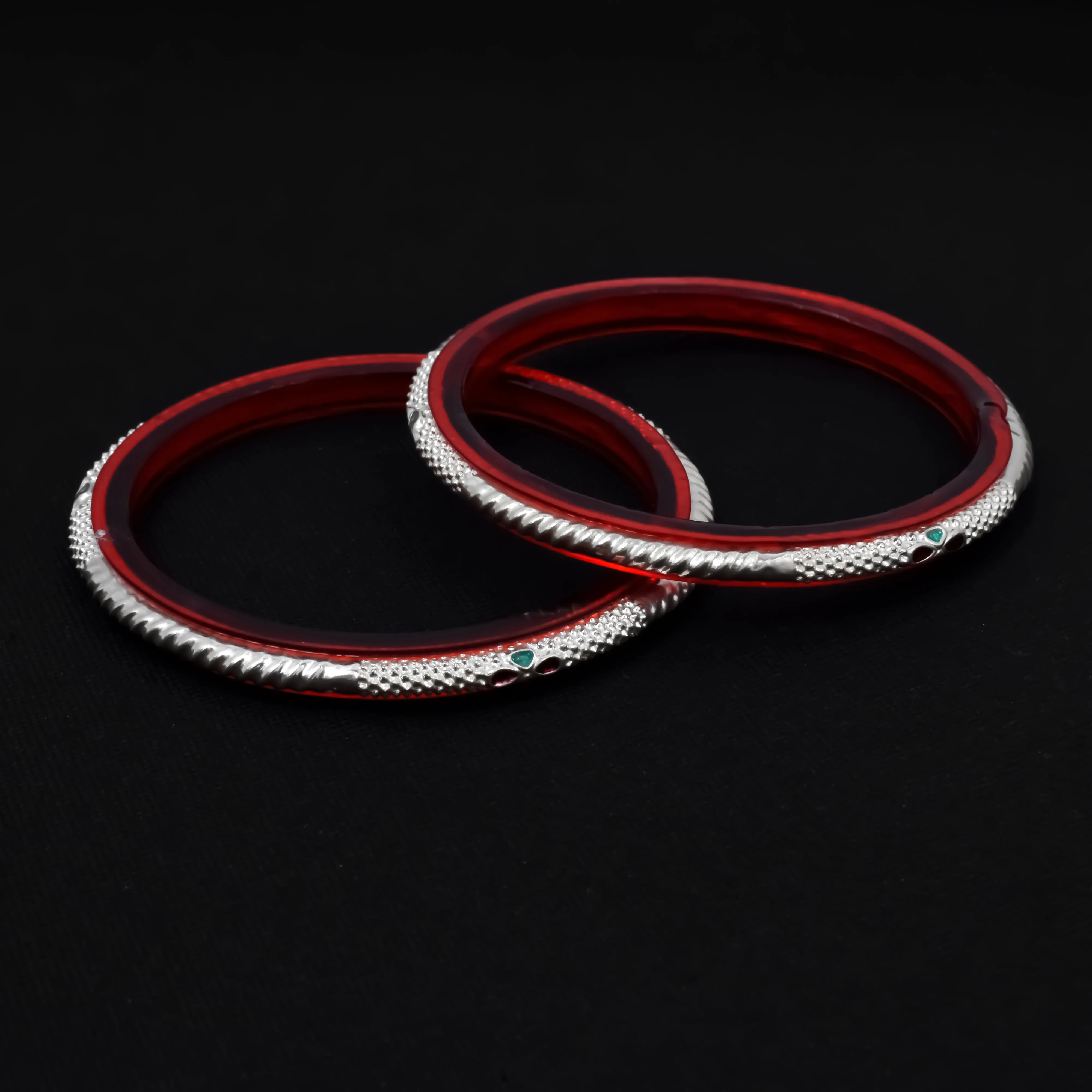 Beautifully Crafted Silver Bangle Set For Women's