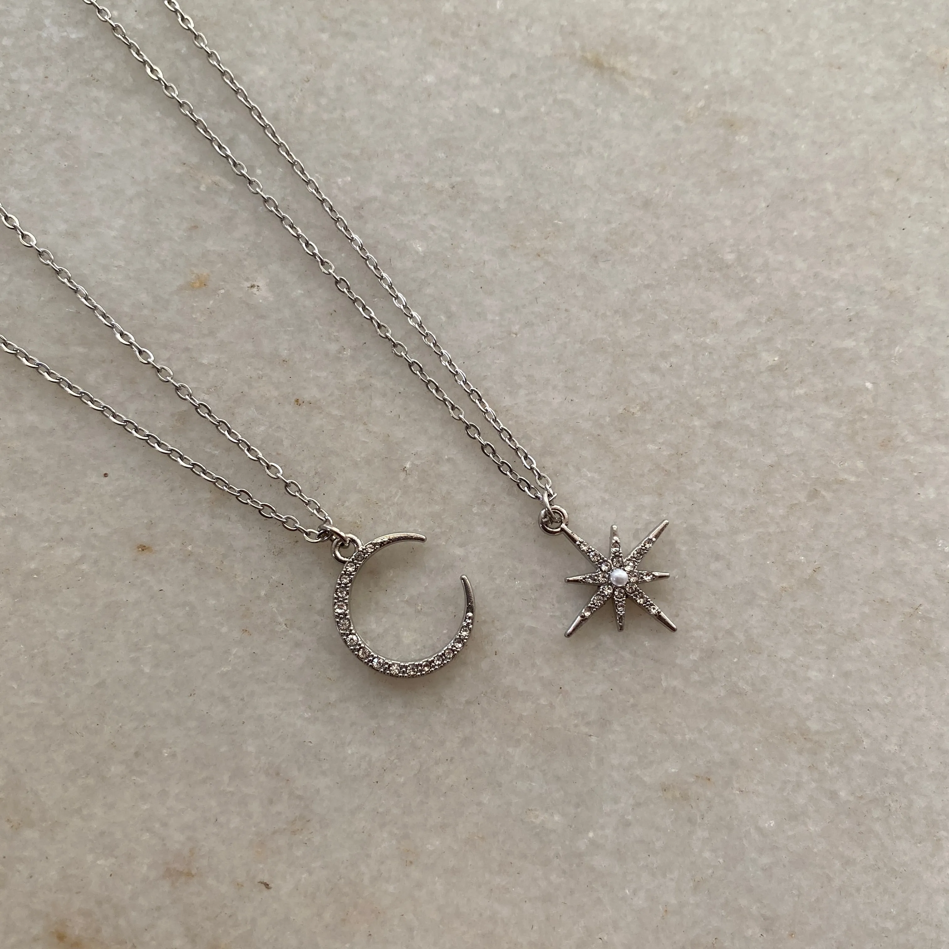 BEST FRIENDS COMBO MOON AND STAR NECKLACES