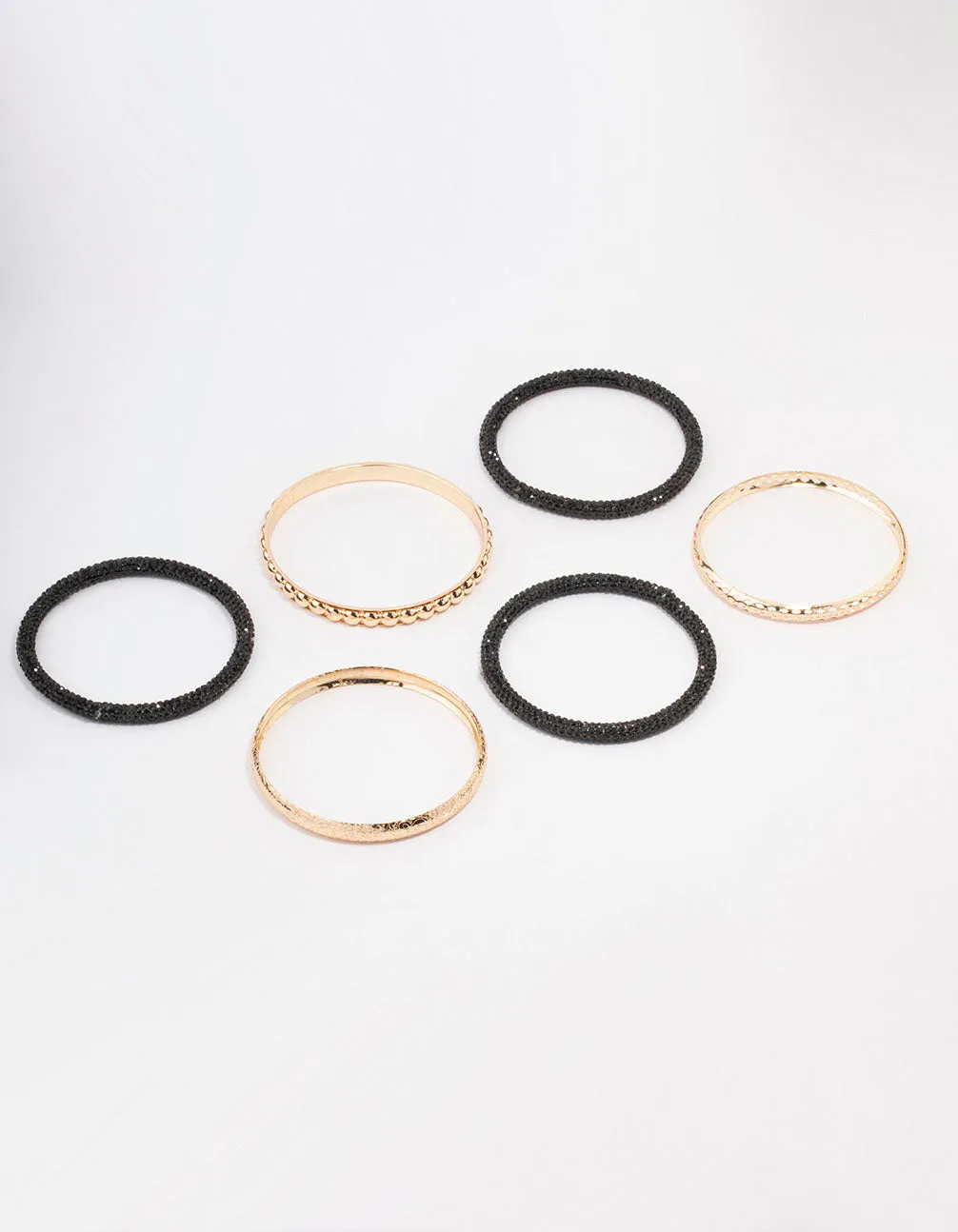 Black Diamante Bangle 5-Pack