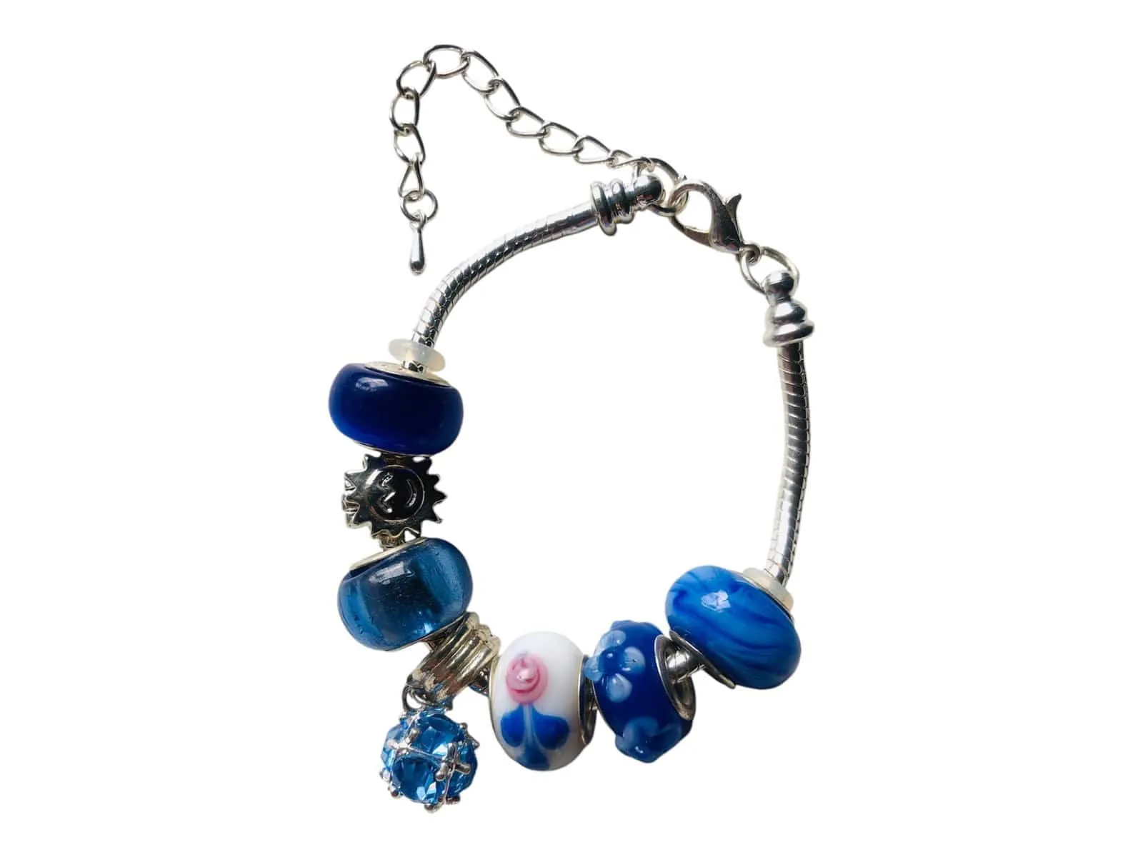 Blue Charm Bracelet With Rhinestones