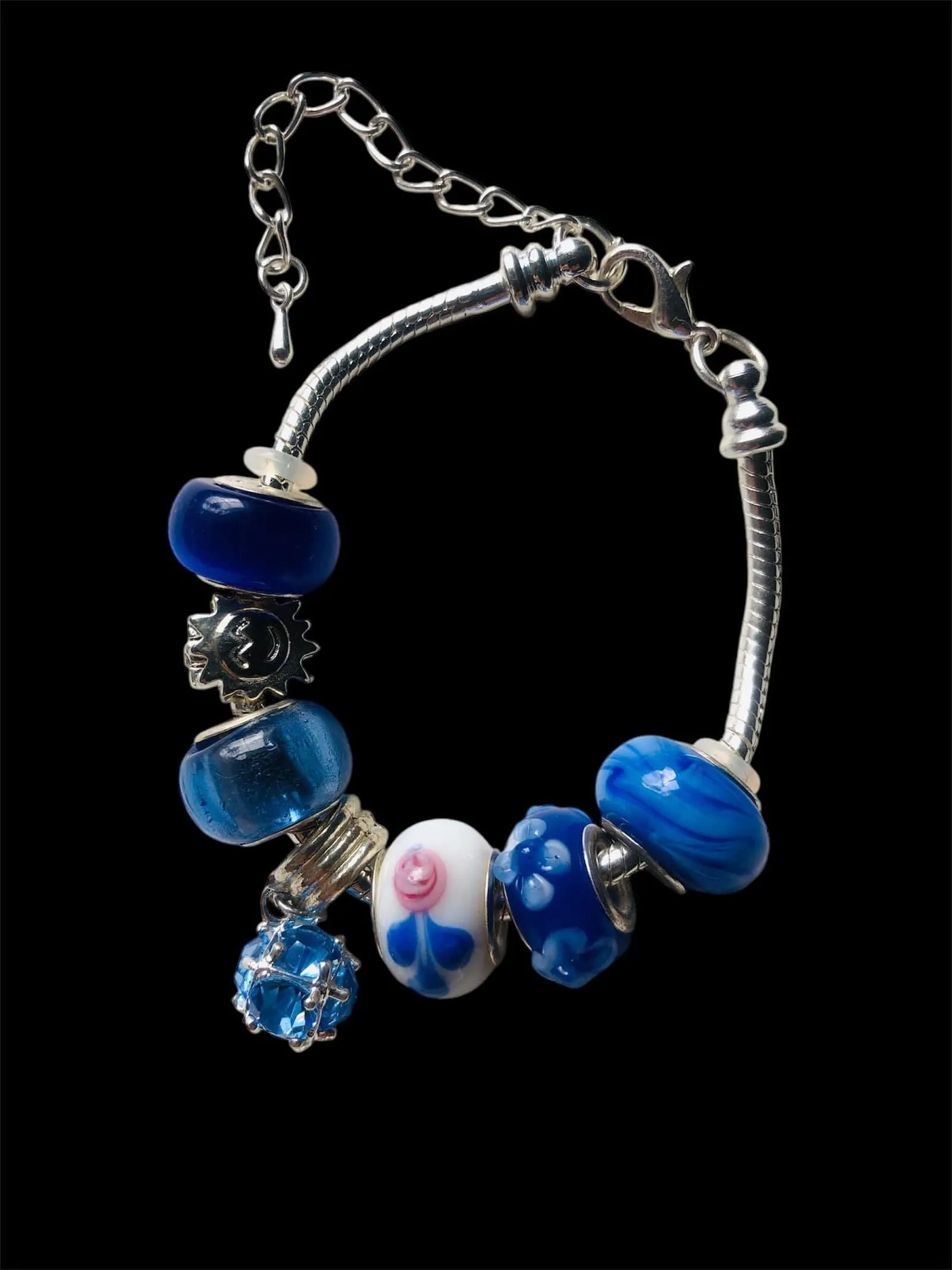 Blue Charm Bracelet With Rhinestones