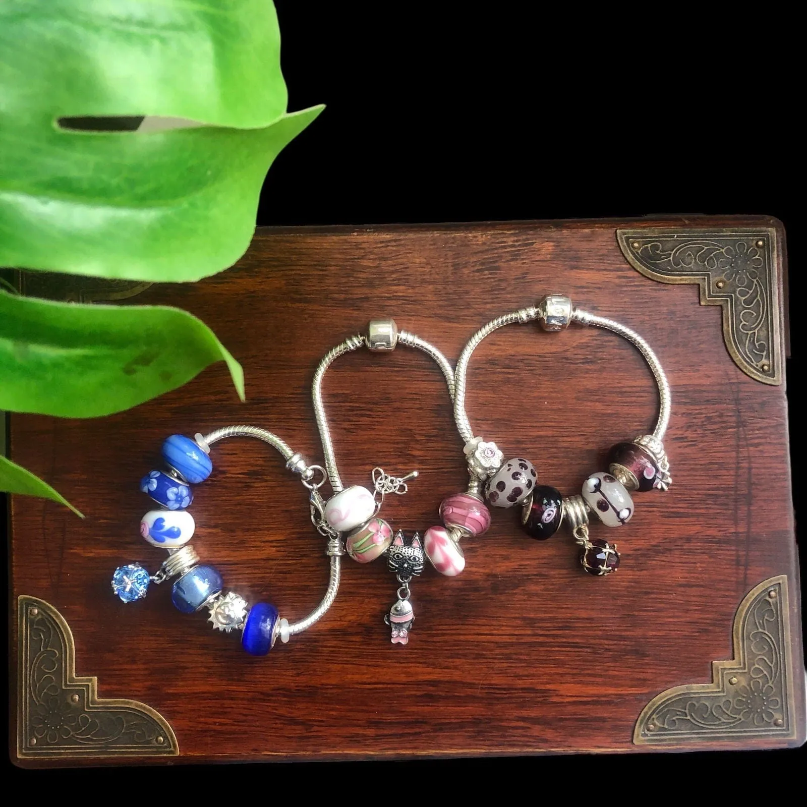 Blue Charm Bracelet With Rhinestones