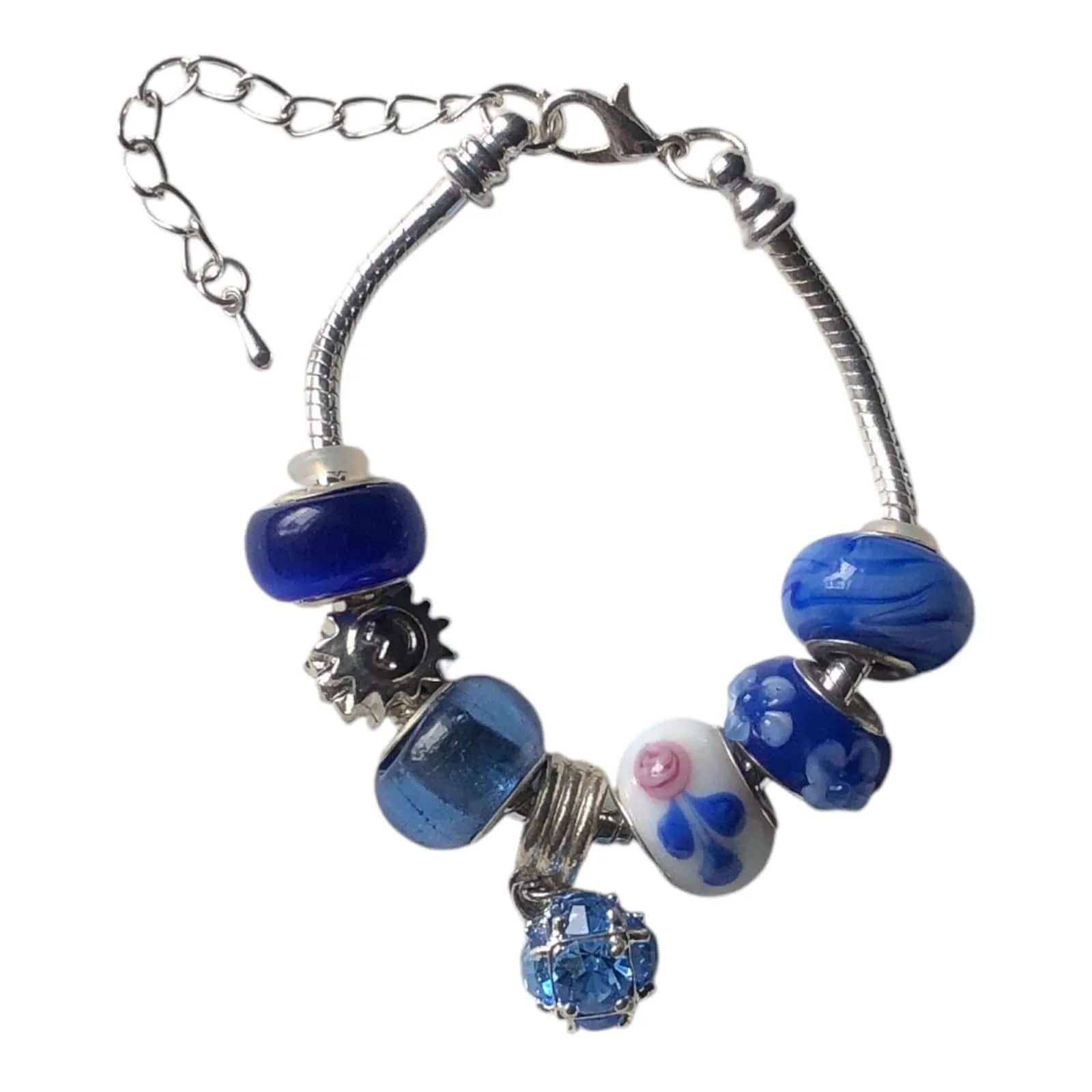 Blue Charm Bracelet With Rhinestones