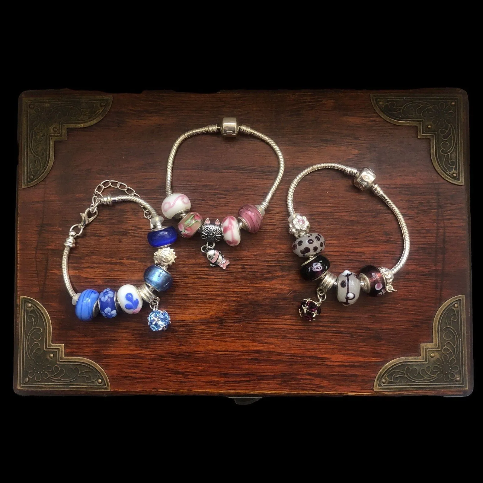 Blue Charm Bracelet With Rhinestones