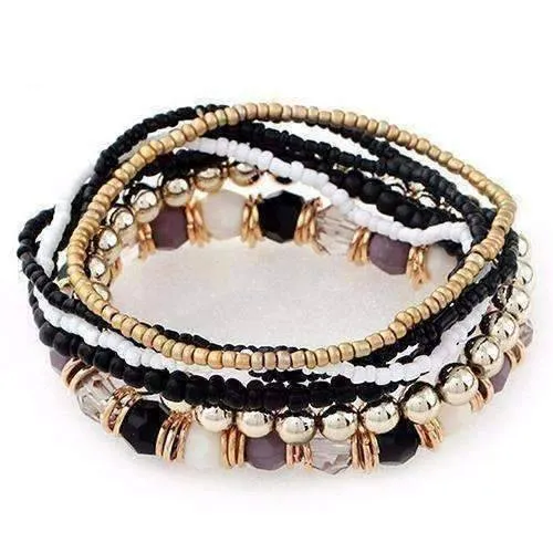 Bohemian Beads Multi Layered Stretch Bracelet for Woman or Teen Vibrant Colors Casual