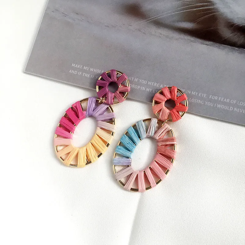 Bohemian Geometric Raffia Earrings from Planderful Vienna Verve Collection