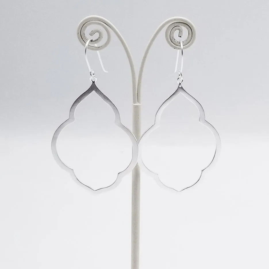 Brushed Sterling Silver Large Persian Window Earrings