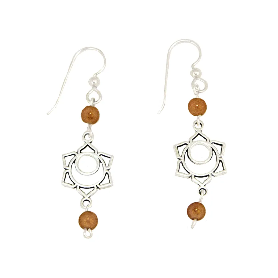 Chakra -Sacral -  Carnelian  Earrings in Antique Silver