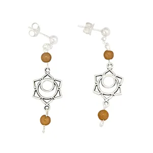 Chakra -Sacral -  Carnelian  Earrings in Antique Silver