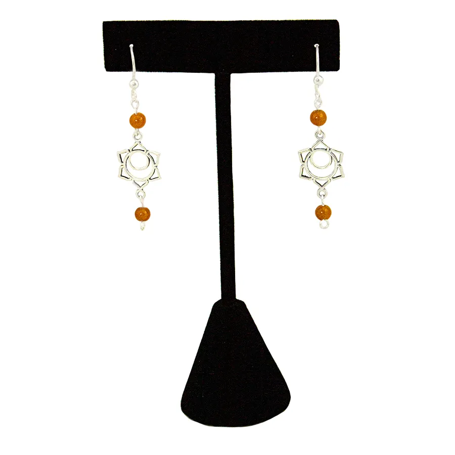 Chakra -Sacral -  Carnelian  Earrings in Antique Silver