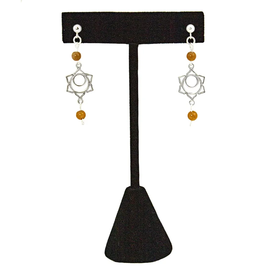 Chakra -Sacral -  Carnelian  Earrings in Antique Silver