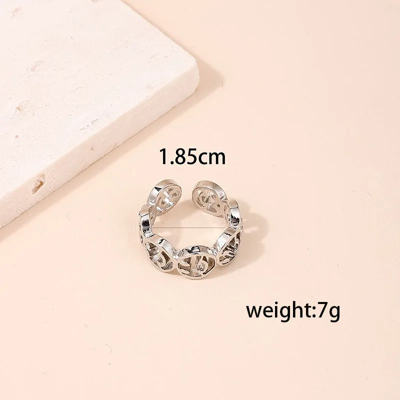 Chic Smiling Faces Ring Set - Retro European & American Style