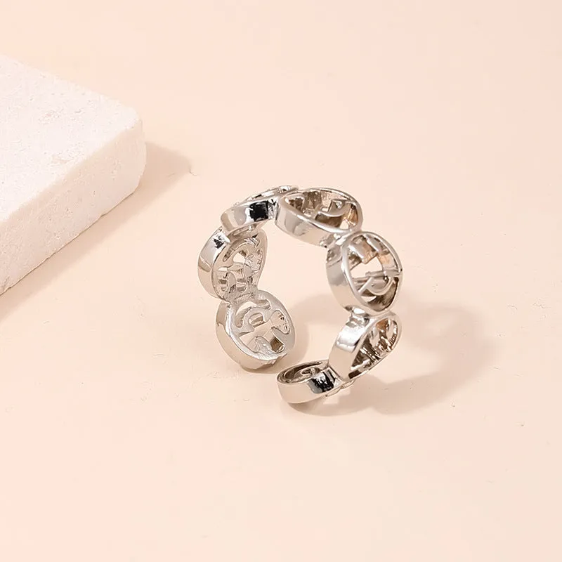 Chic Smiling Faces Ring Set - Retro European & American Style