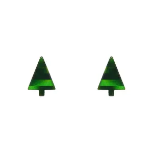 Christmas Tree Stripe Glitter Stud Earrings - Green