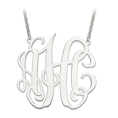 Circular Shaped Monogram Plate Pendant Necklace - Sterling Silver