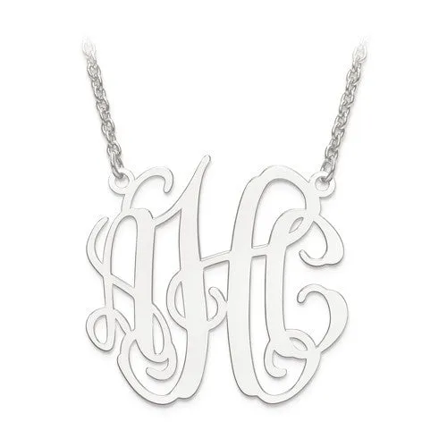 Circular Shaped Monogram Plate Pendant Necklace - Sterling Silver