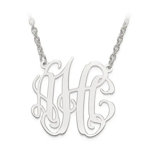 Circular Shaped Monogram Plate Pendant Necklace - Sterling Silver