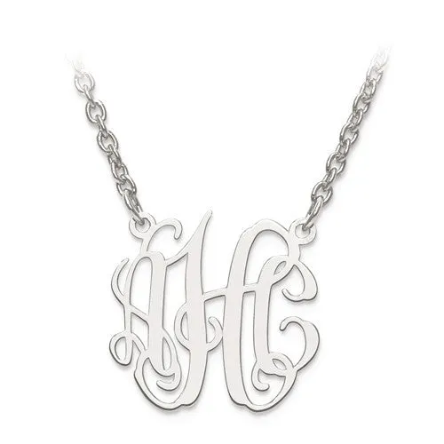 Circular Shaped Monogram Plate Pendant Necklace - Sterling Silver