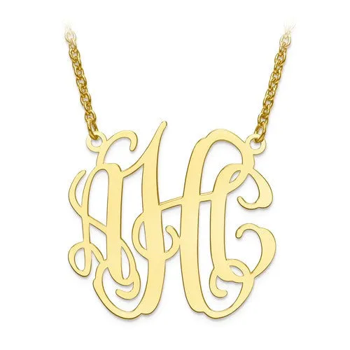 Circular Shaped Monogram Plate Pendant Necklace - Sterling Silver