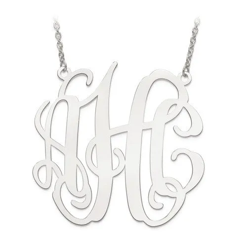 Circular Shaped Monogram Plate Pendant Necklace - Sterling Silver