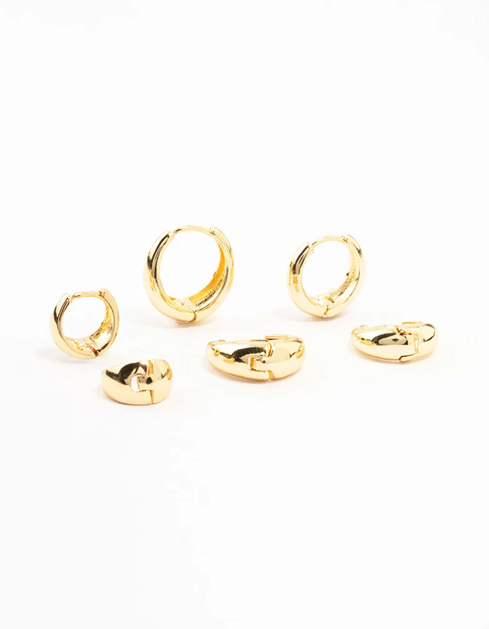 Classic Gold Chunky Hoop Earrings 3-Pack