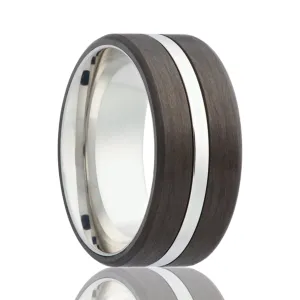 Cobalt 8MM Double Carbon Fiber Inlay Men's Ring - Size 8