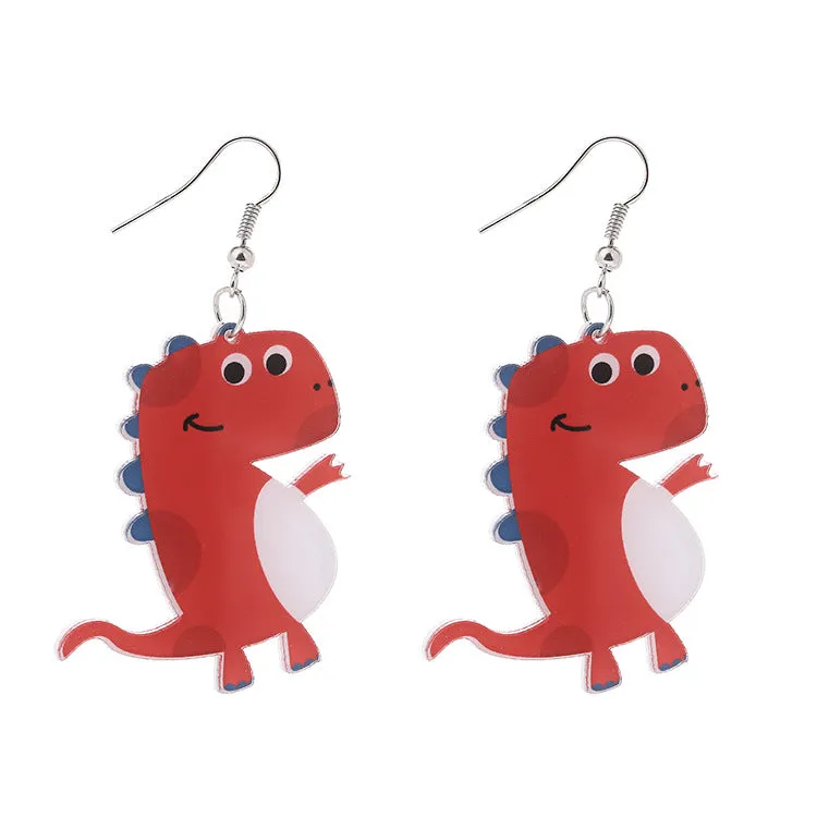 Creative Handmade Acrylic Cartoon Dinosaur Earrings